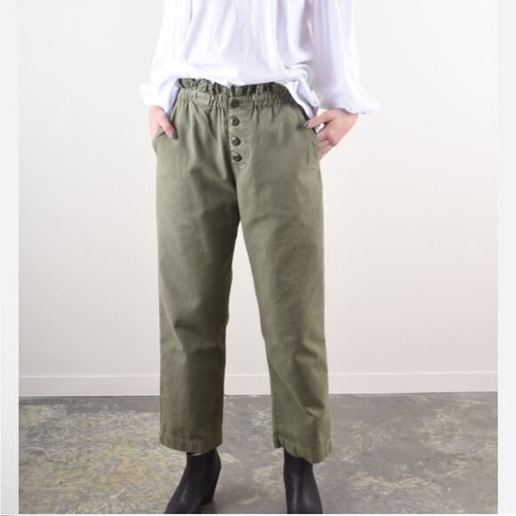 The Great. Sz  1 - S Eyelet Gunny Sack Trouser Pants Army Green - Picture 2 of 7